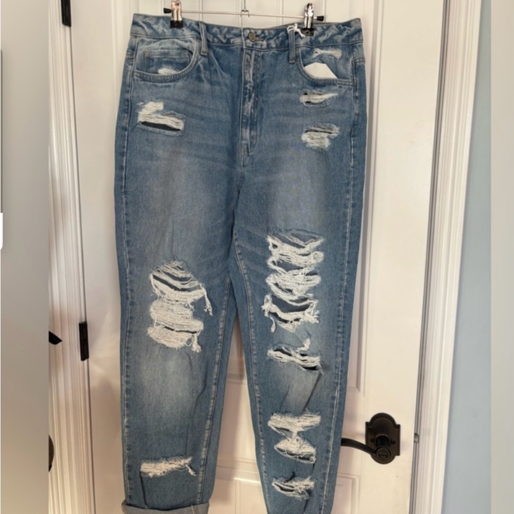 Distressed Blue Jeans